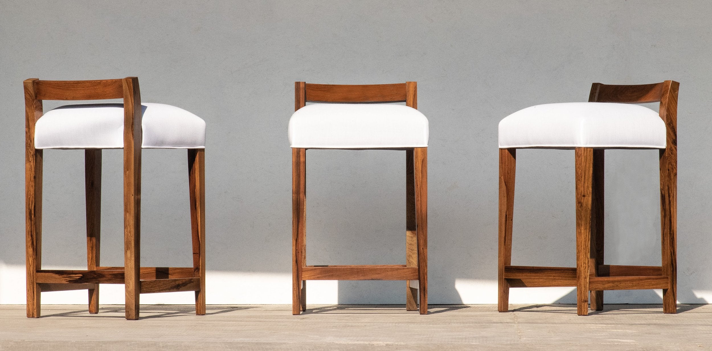 Set of 8 Umberto Counter Stools in White Fabric