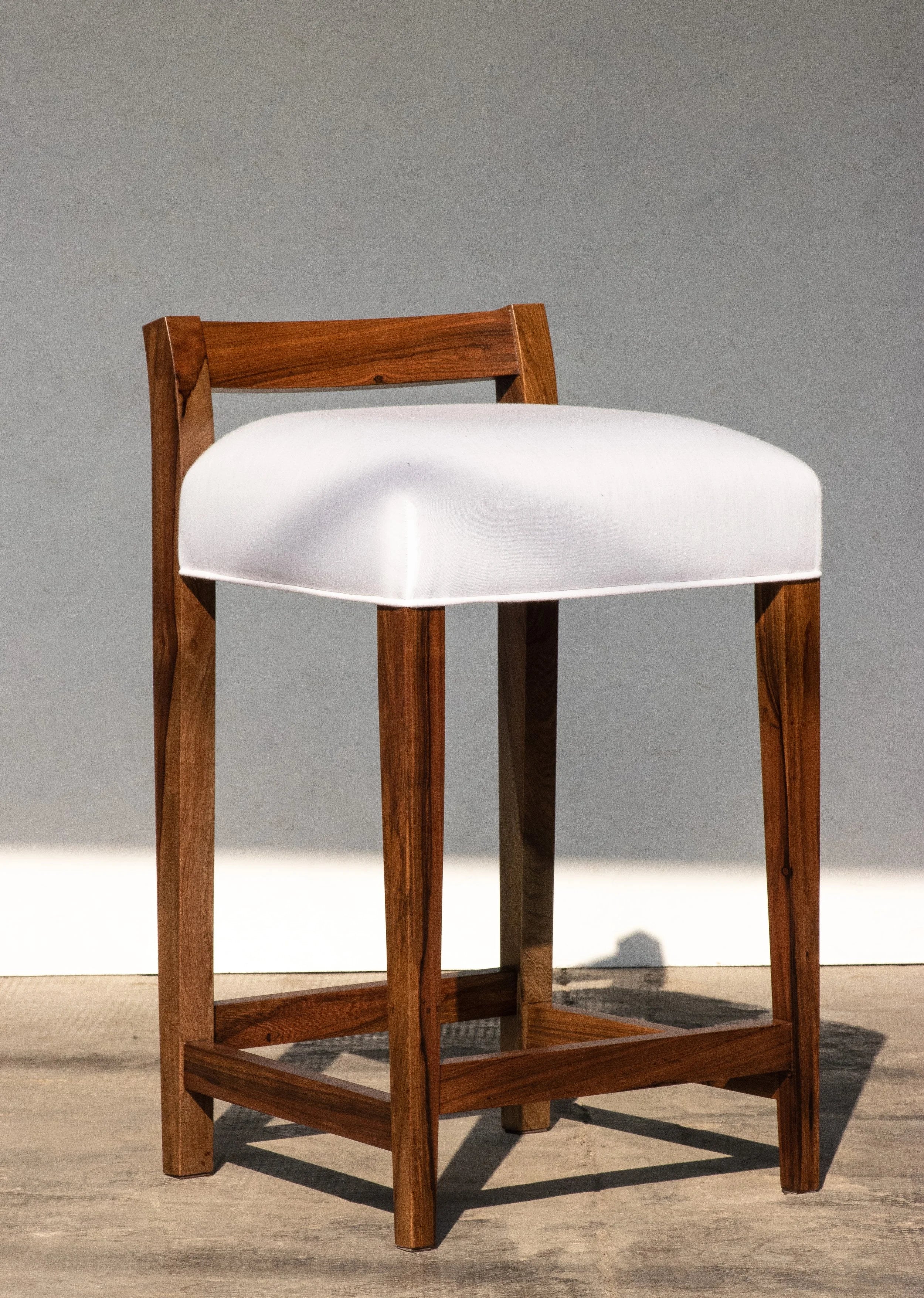 Set of 8 Umberto Counter Stools in White Fabric