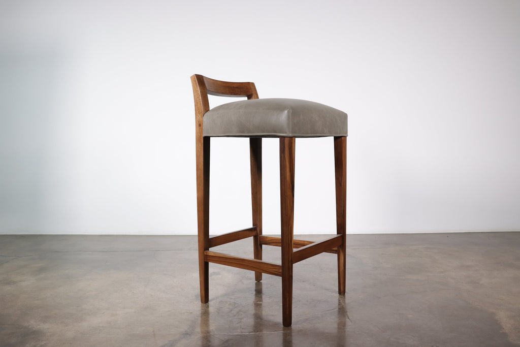 Umberto Stool in Gray Leather