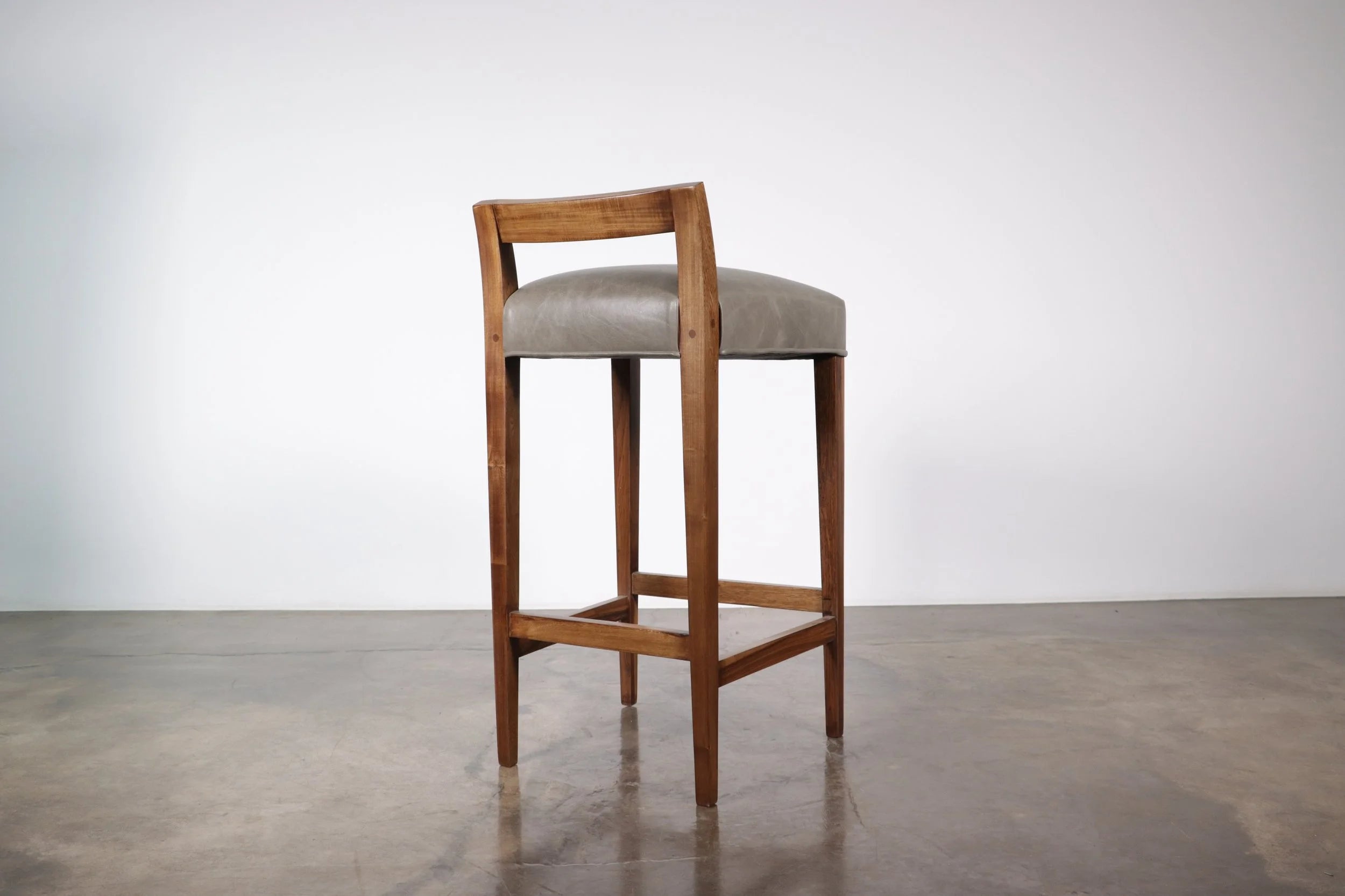Umberto Stool in Gray Leather