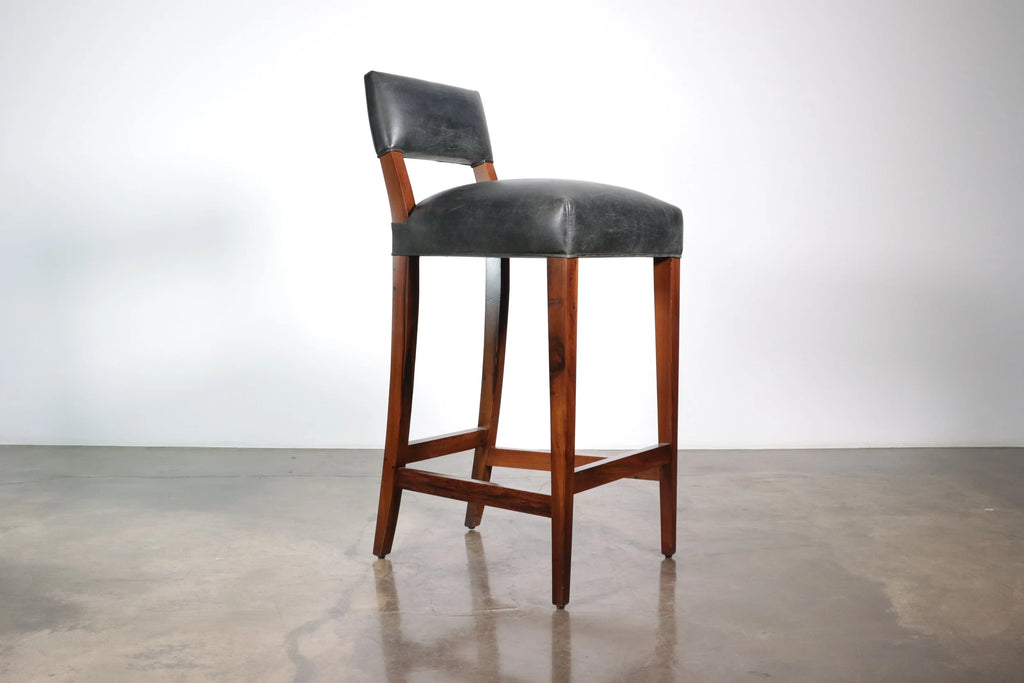 Neto Stool in Gray Leather