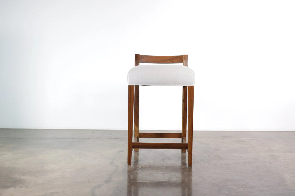 Umberto Counter Stool in White Fabric