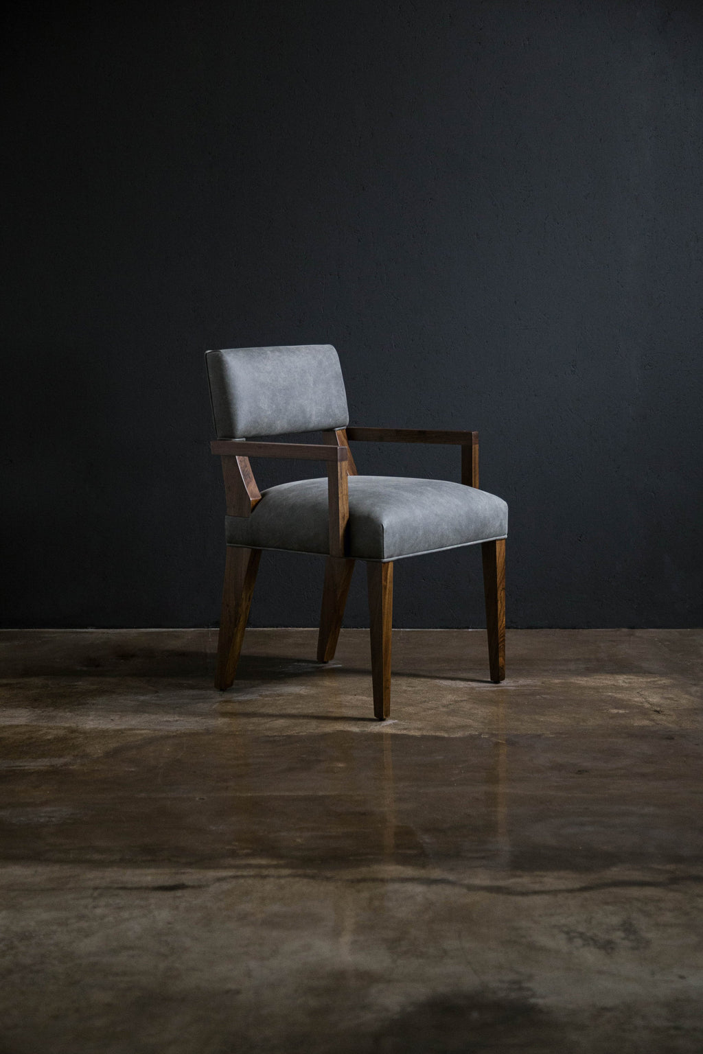 Bruno Arm Chair in Gray Leather