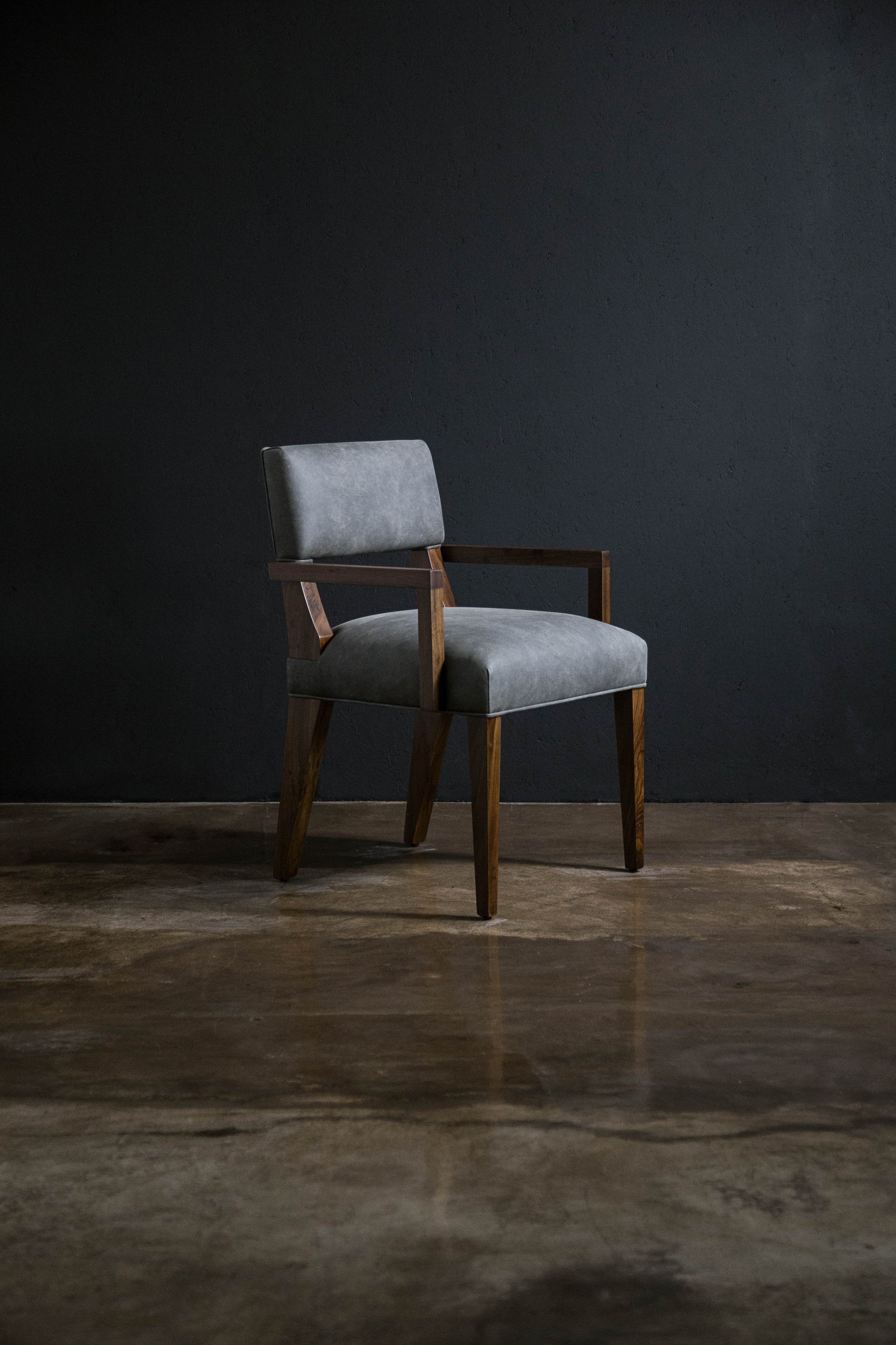 Bruno Arm Chair in Gray Leather