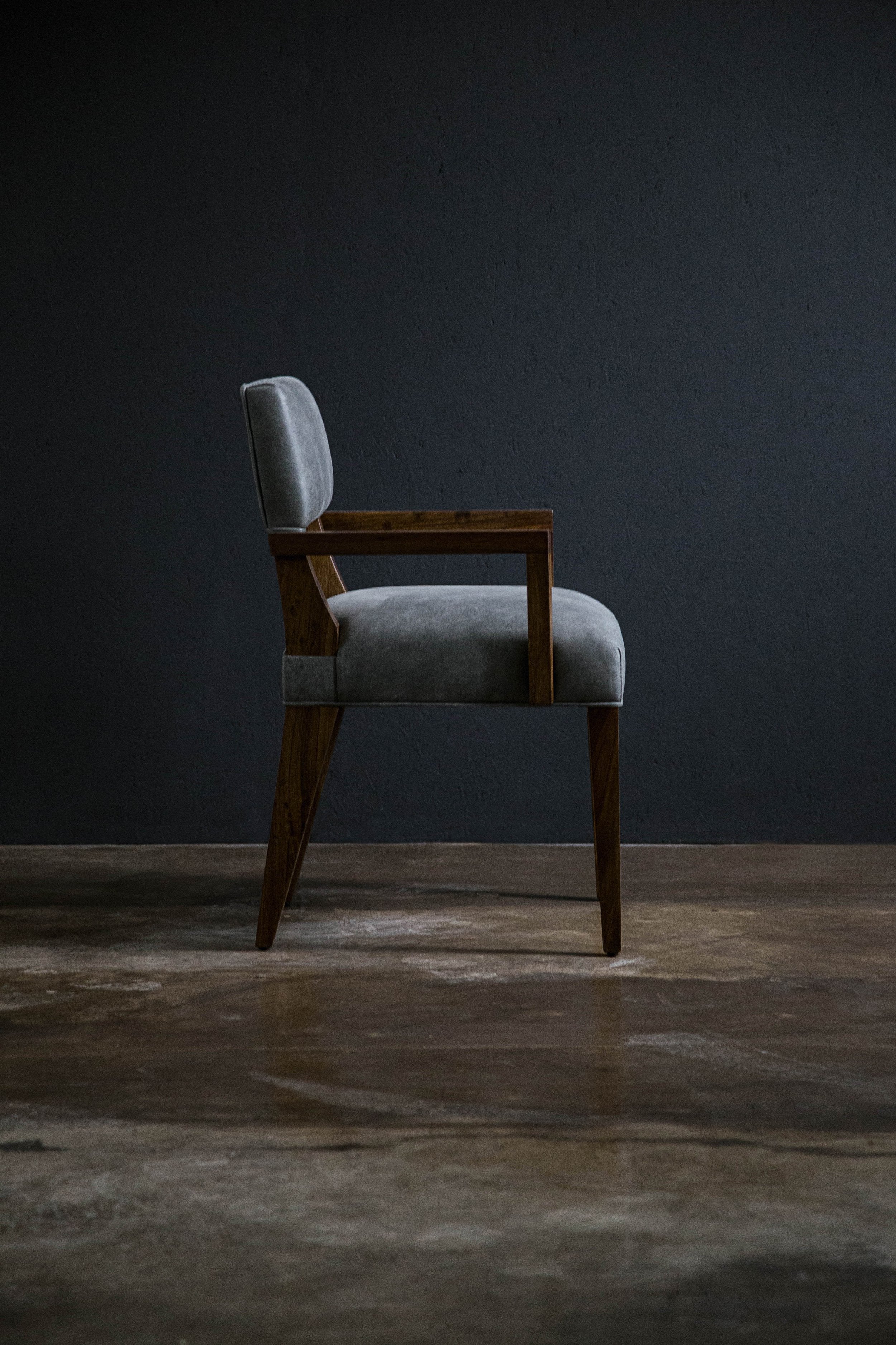 Bruno Arm Chair in Gray Leather
