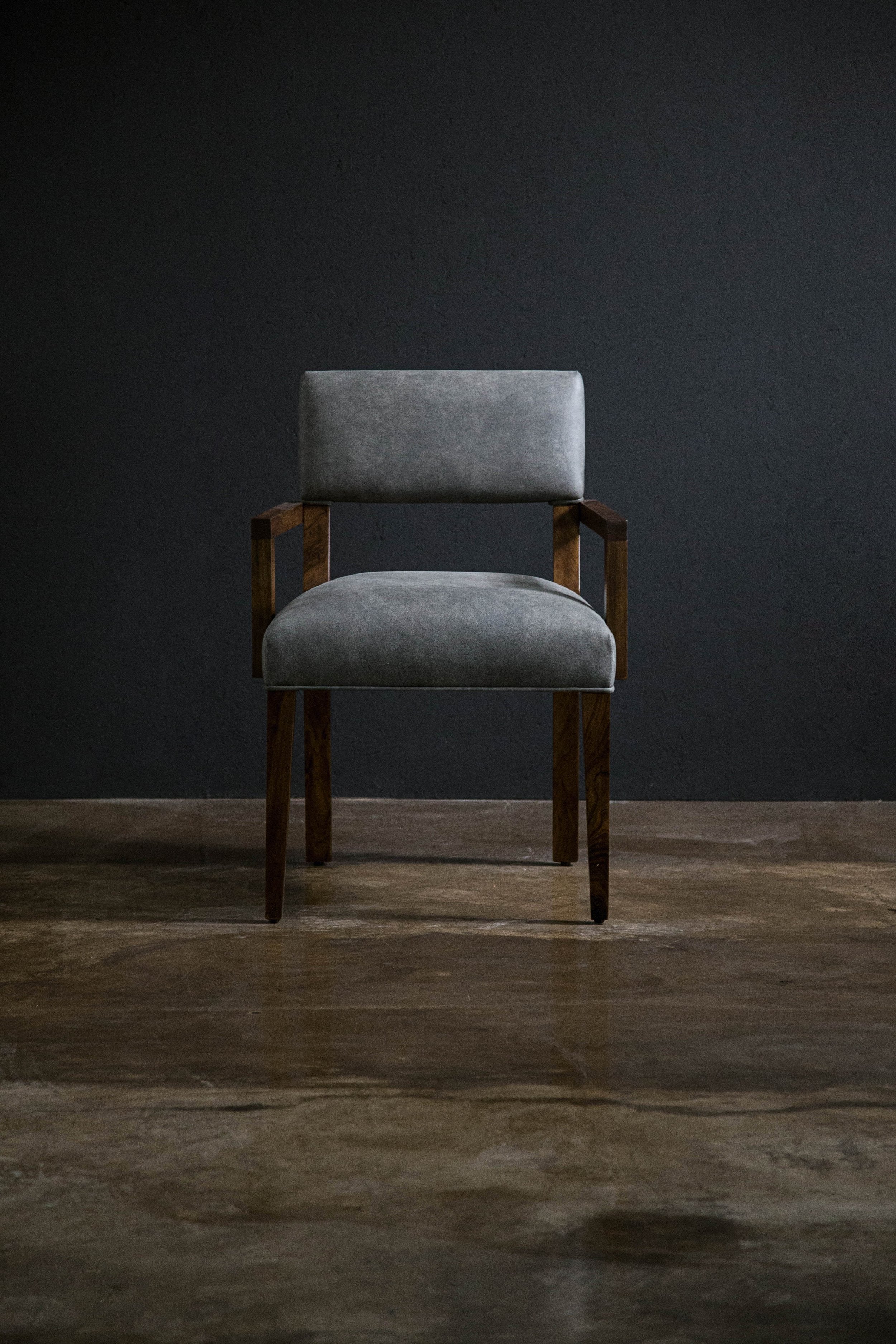 Bruno Arm Chair in Gray Leather