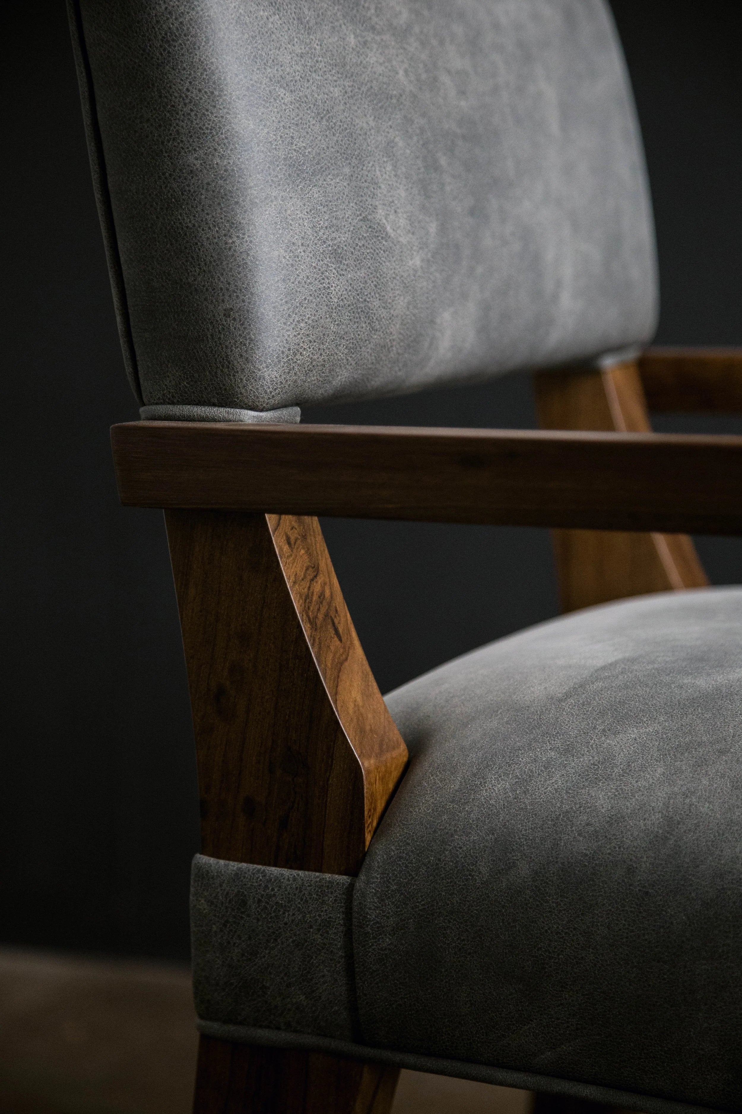 Bruno Arm Chair in Gray Leather