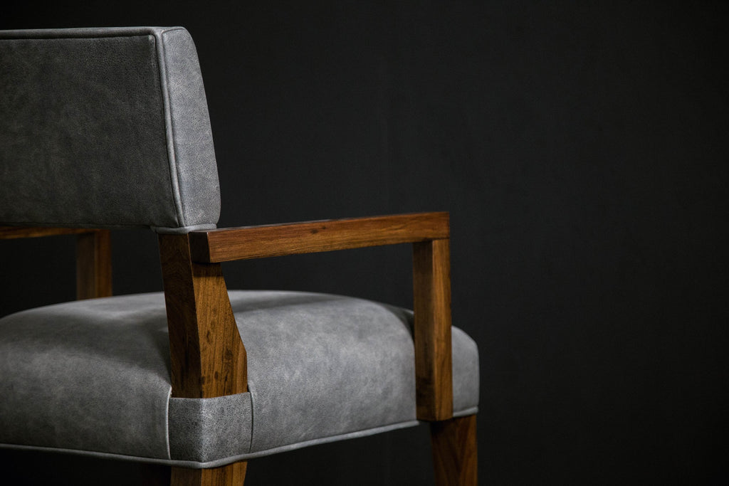 Bruno Arm Chair in Gray Leather