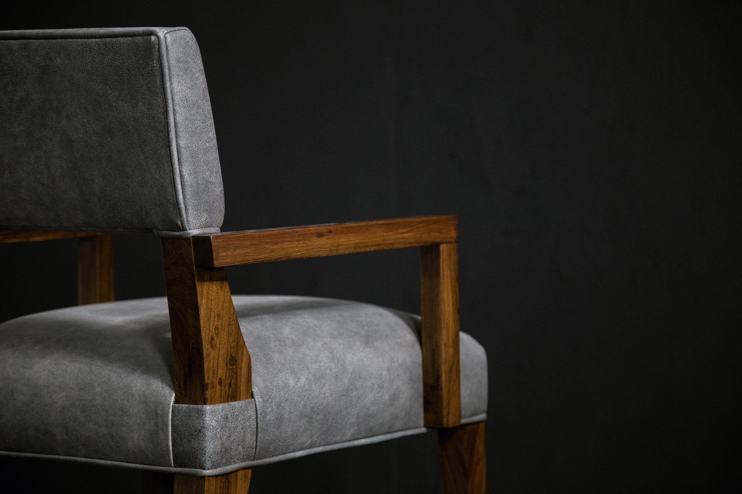 Bruno Arm Chair in Gray Leather
