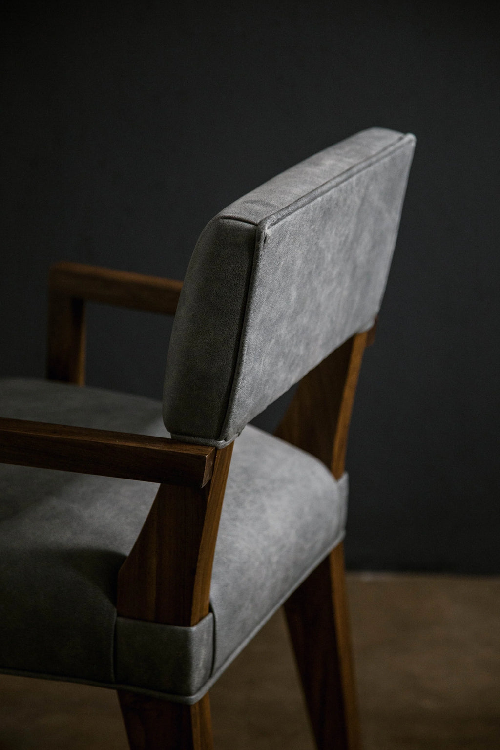 Bruno Arm Chair in Gray Leather