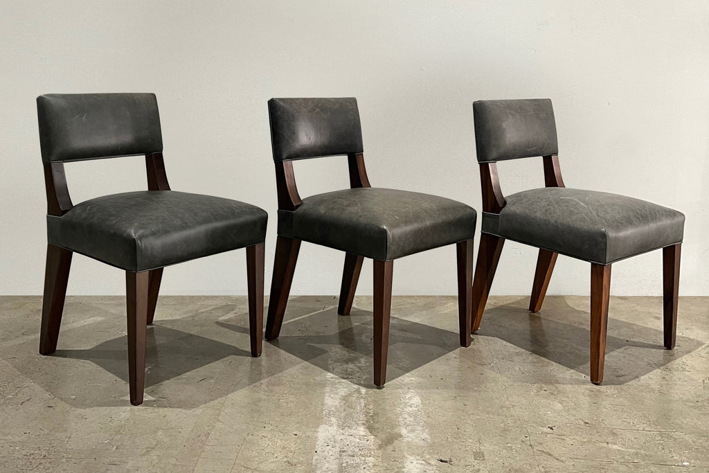 Set of 3 Bruno Chairs in Dark Gray Leather