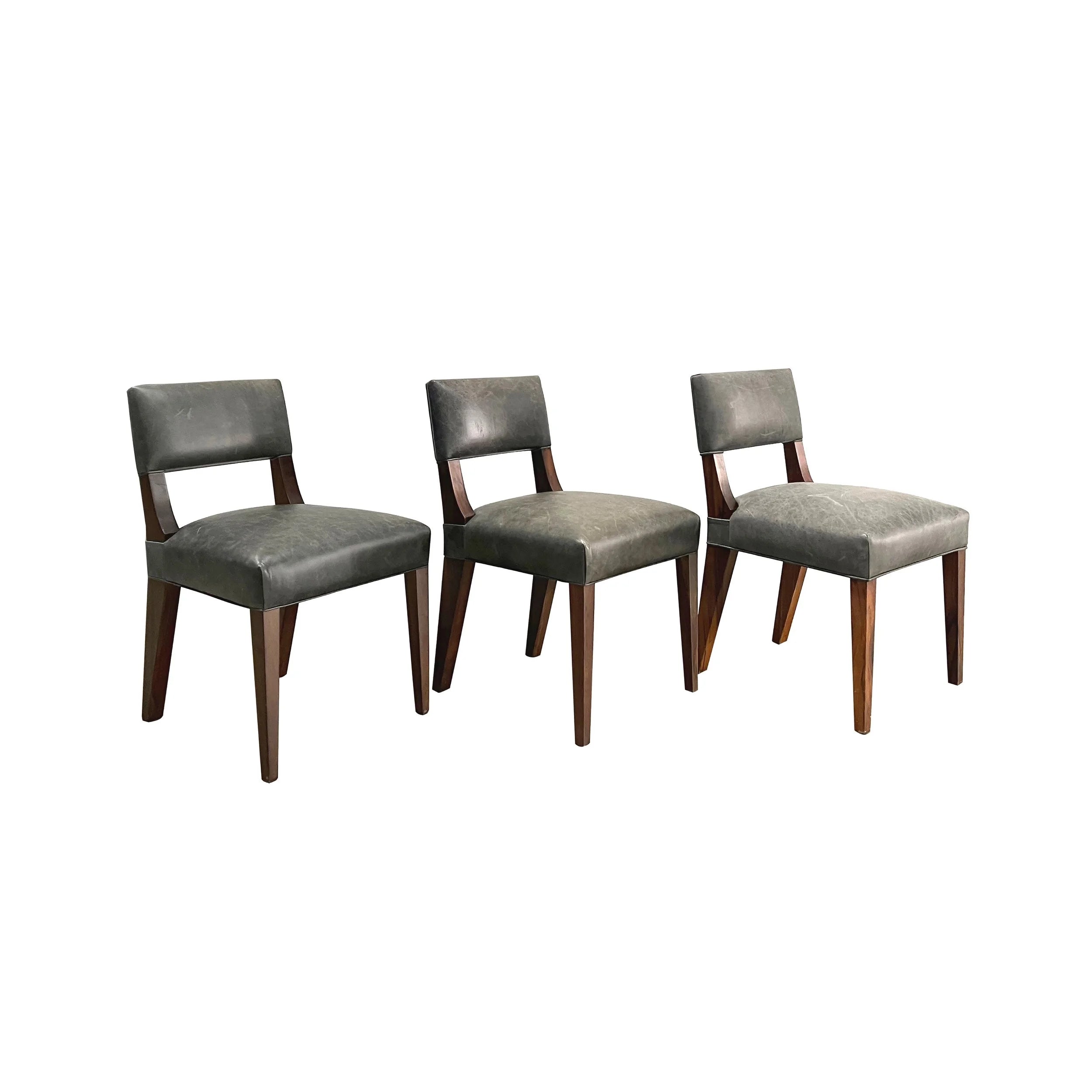 Set of 3 Bruno Chairs in Dark Gray Leather