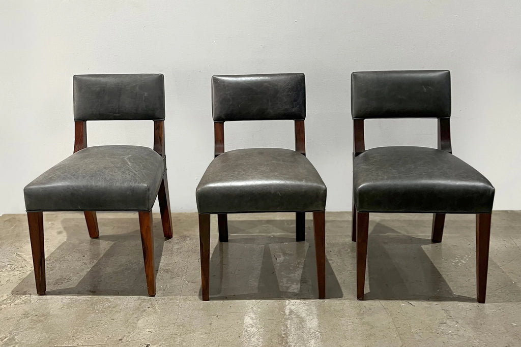 Set of 3 Bruno Chairs in Dark Gray Leather