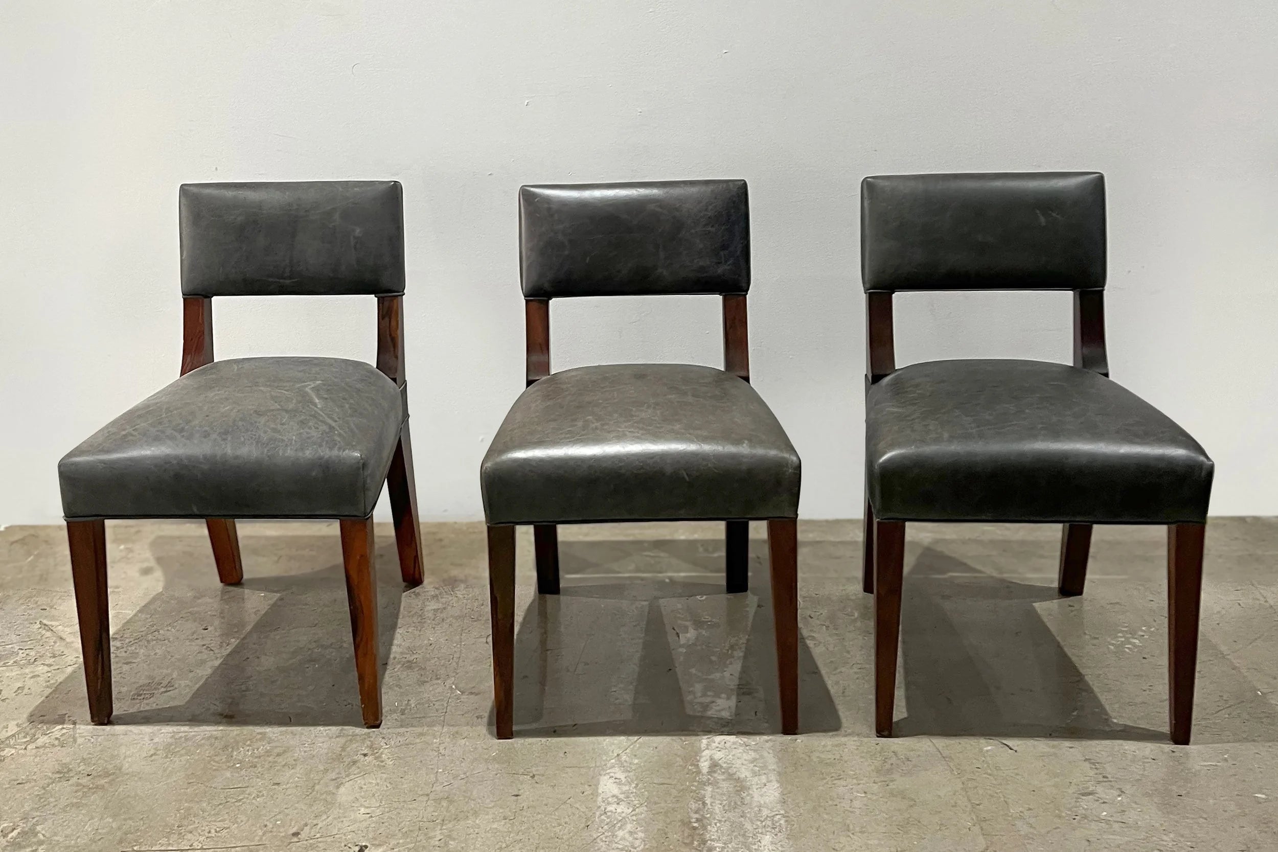 Set of 3 Bruno Chairs in Dark Gray Leather