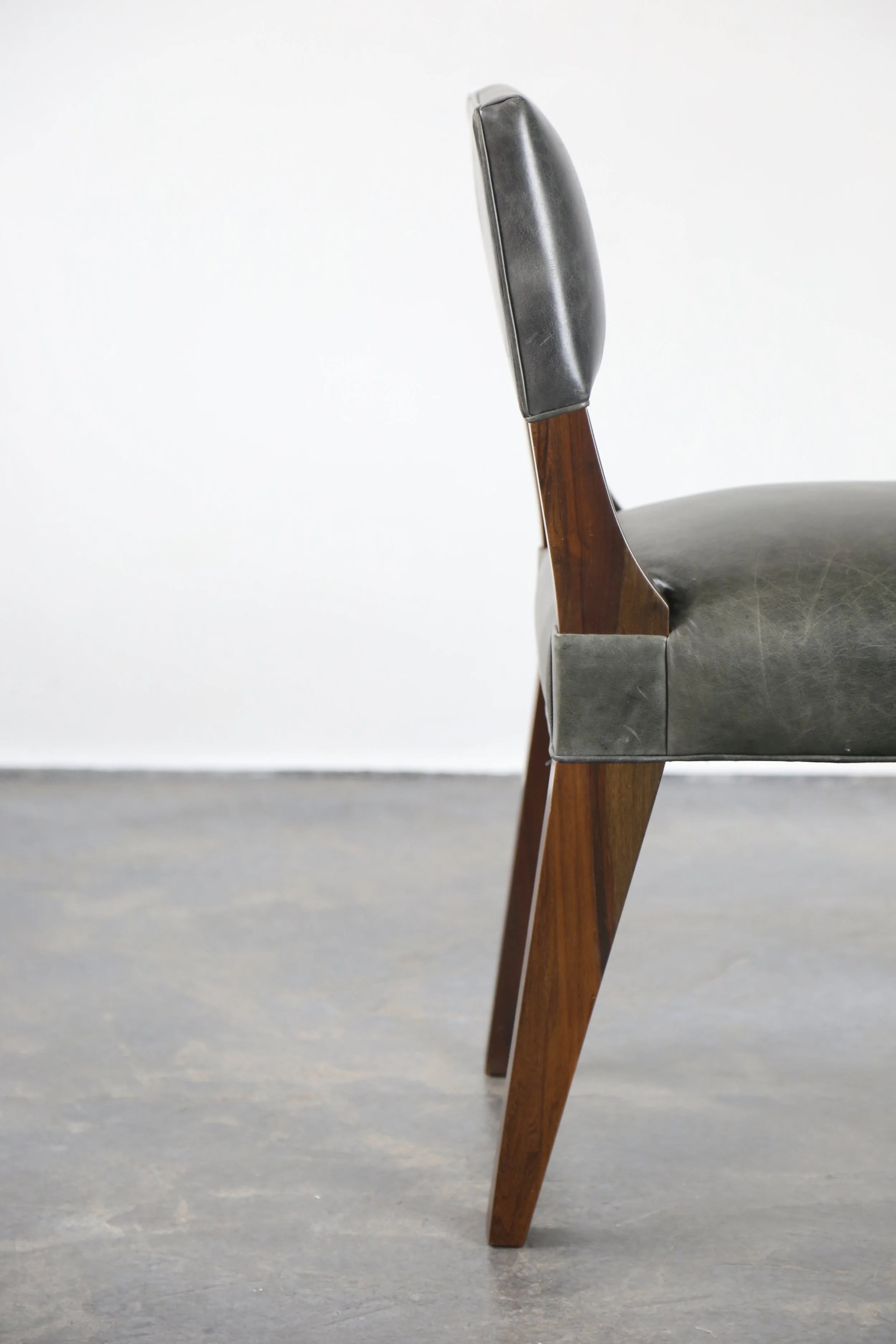 Set of 3 Bruno Chairs in Dark Gray Leather