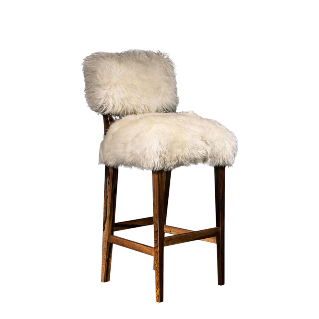 Bruno Ovino Stool in White Sheepskin