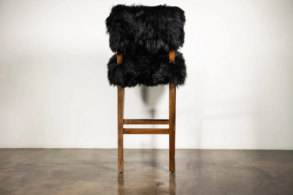Bruno Ovino Stool in Black Sheepskin