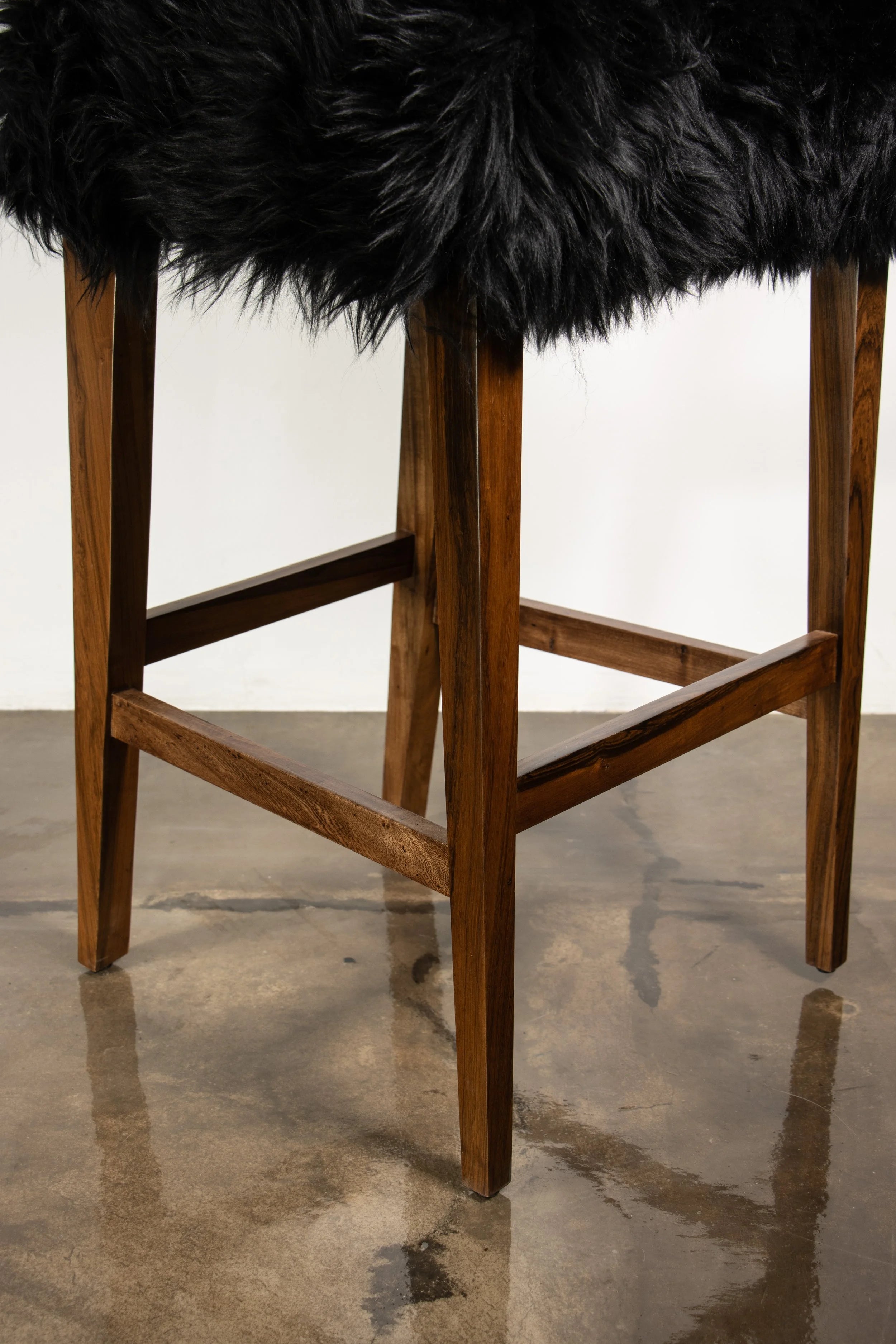 Bruno Ovino Stool in Black Sheepskin