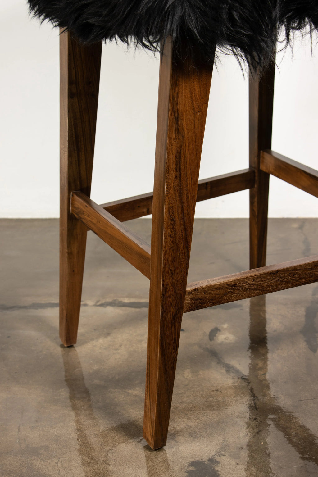 Bruno Ovino Stool in Black Sheepskin