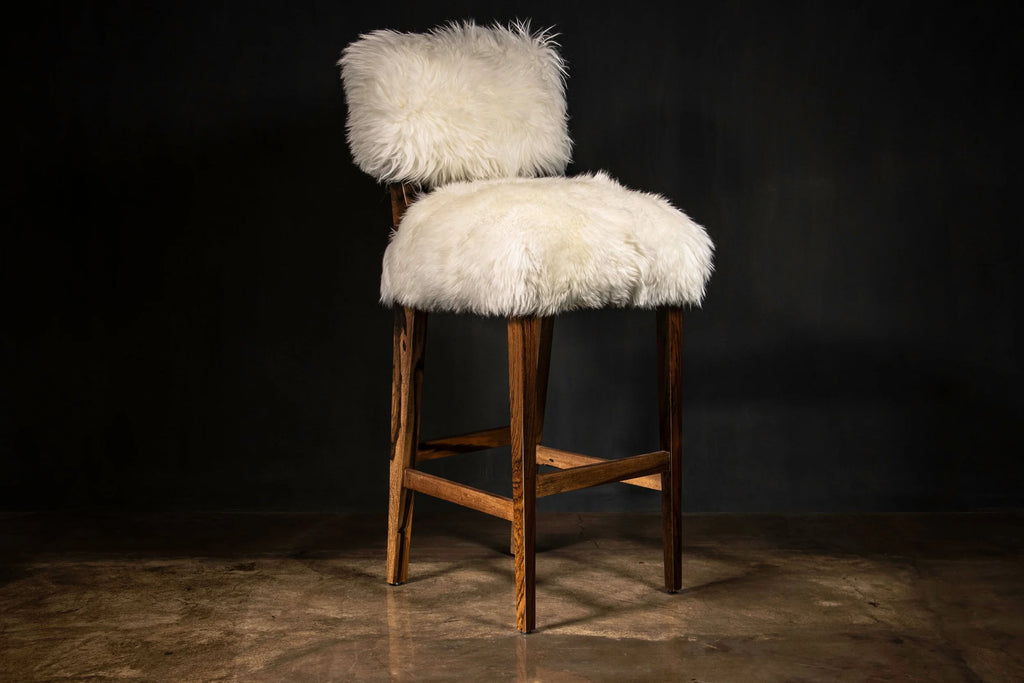 Bruno Ovino Stool in White Sheepskin