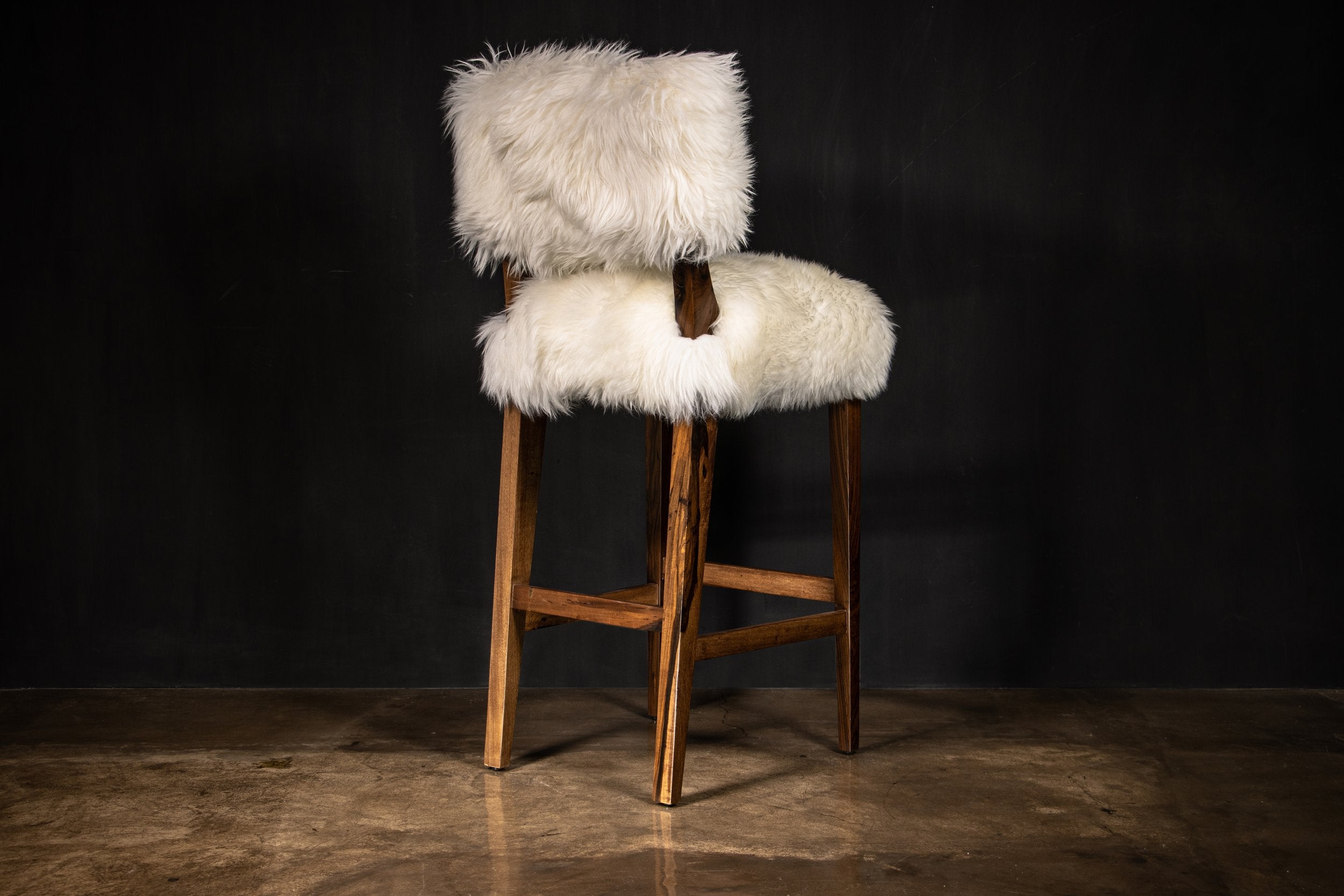Bruno Ovino Stool in White Sheepskin