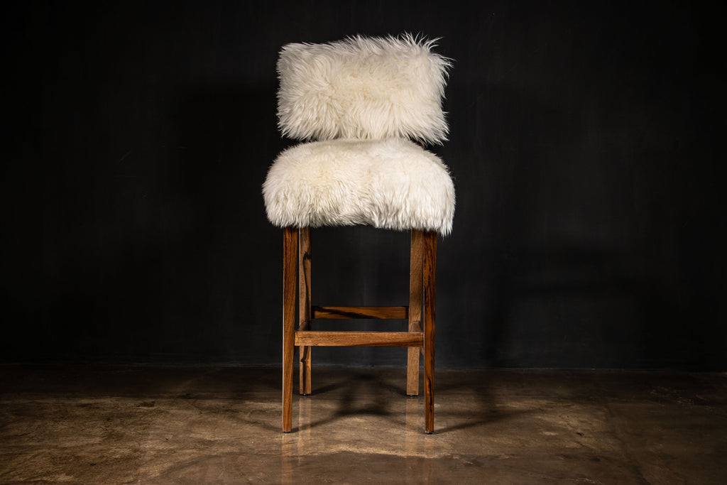 Bruno Ovino Stool in White Sheepskin