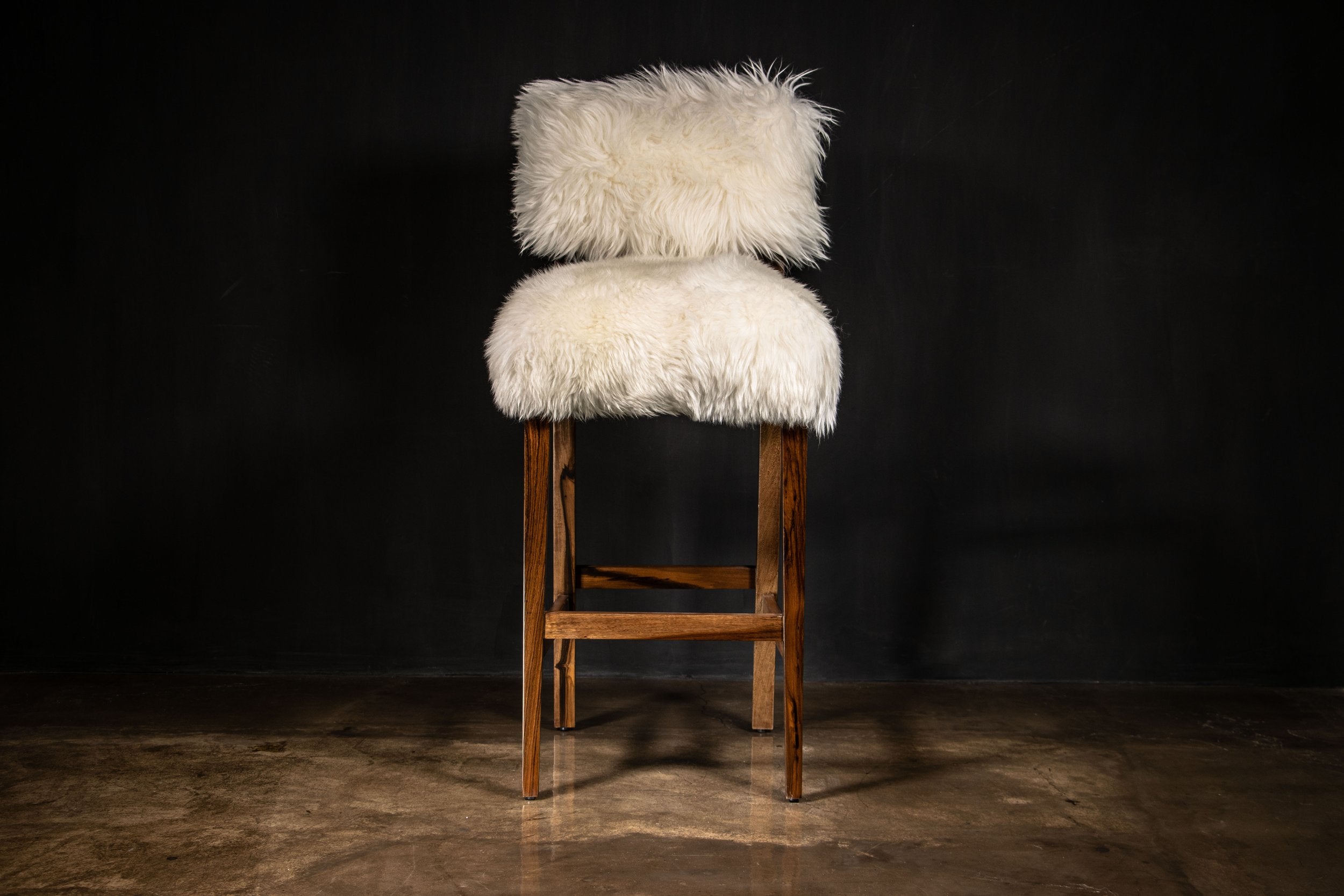 Bruno Ovino Stool in White Sheepskin