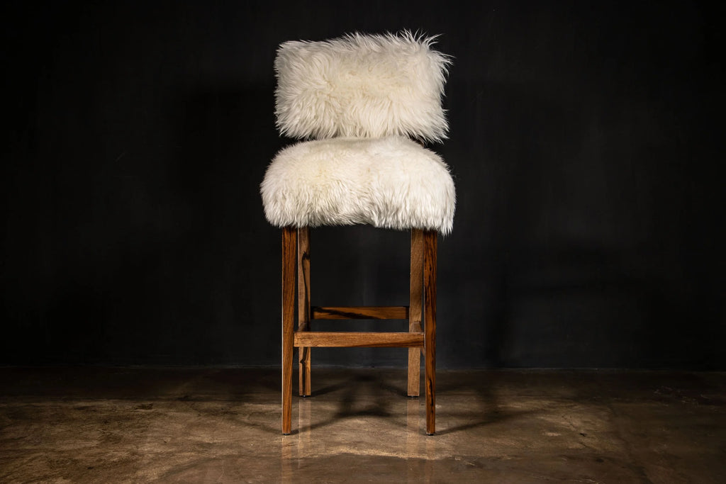 Bruno Ovino Stool in White Sheepskin
