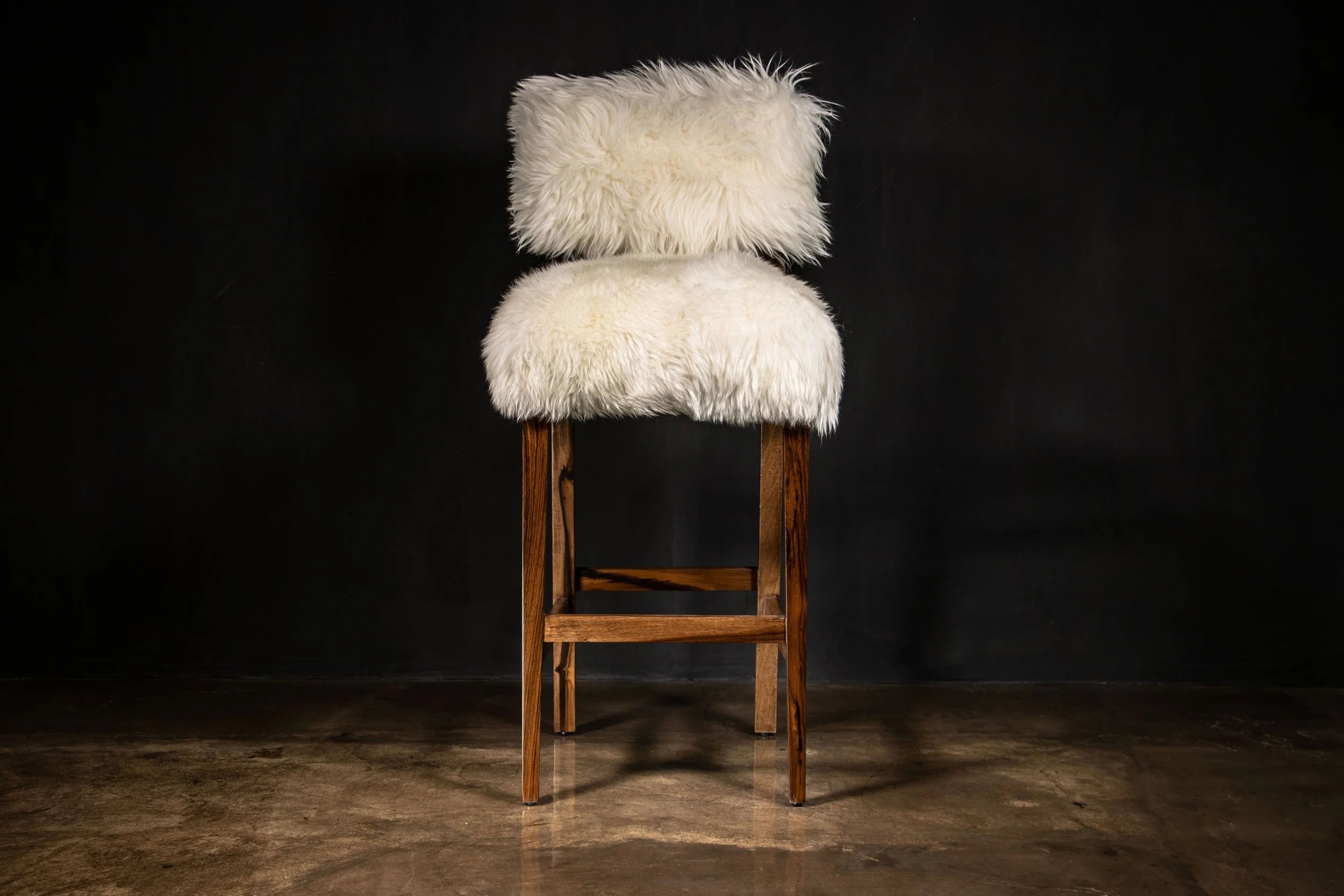 Bruno Ovino Stool in White Sheepskin