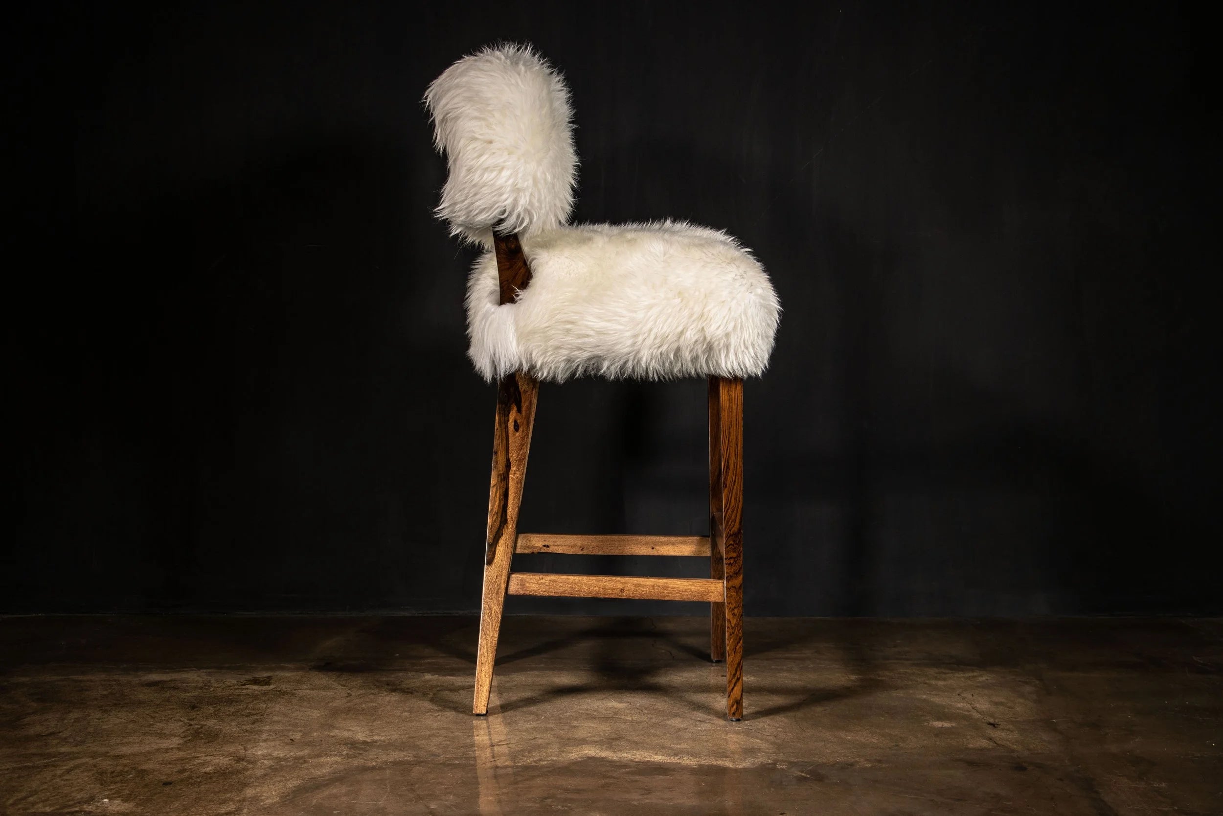 Bruno Ovino Stool in White Sheepskin