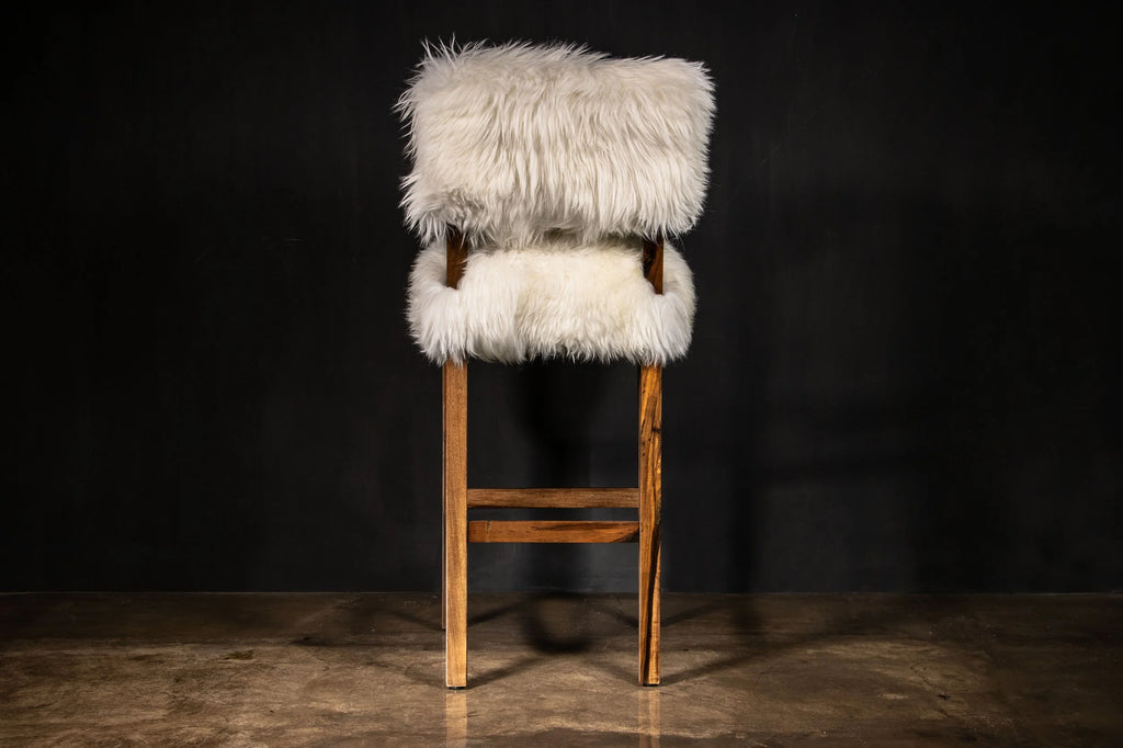 Bruno Ovino Stool in White Sheepskin