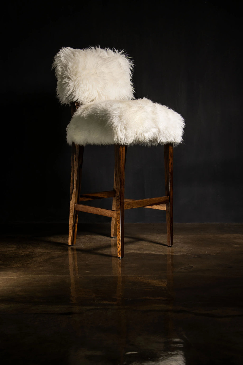 Bruno Ovino Stool in White Sheepskin