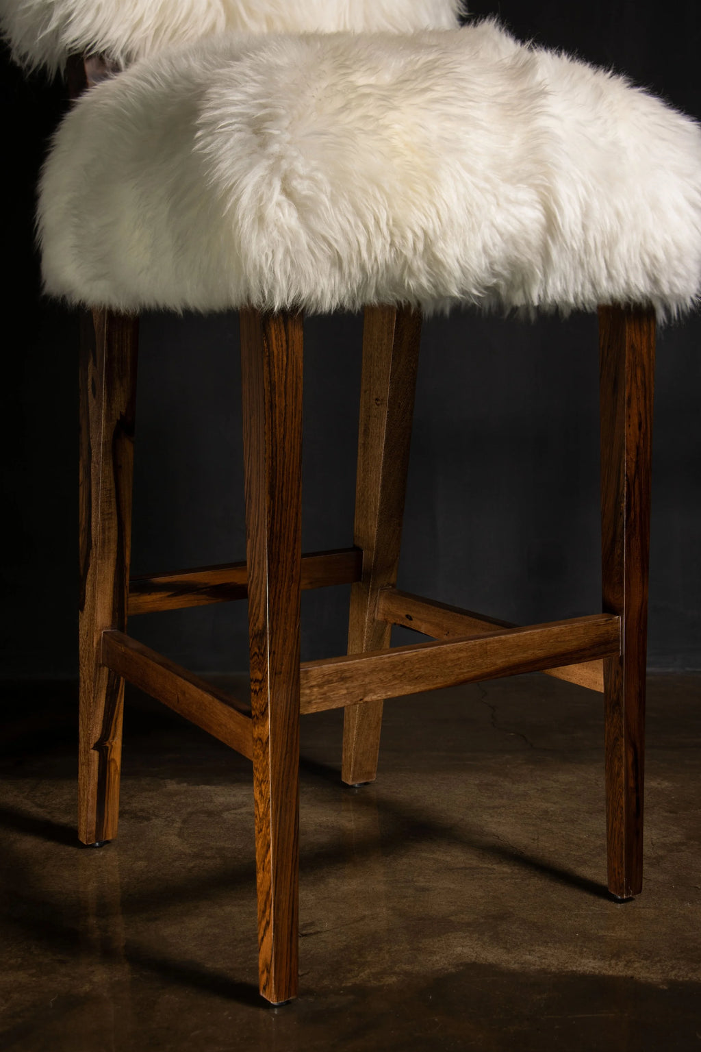 Bruno Ovino Stool in White Sheepskin