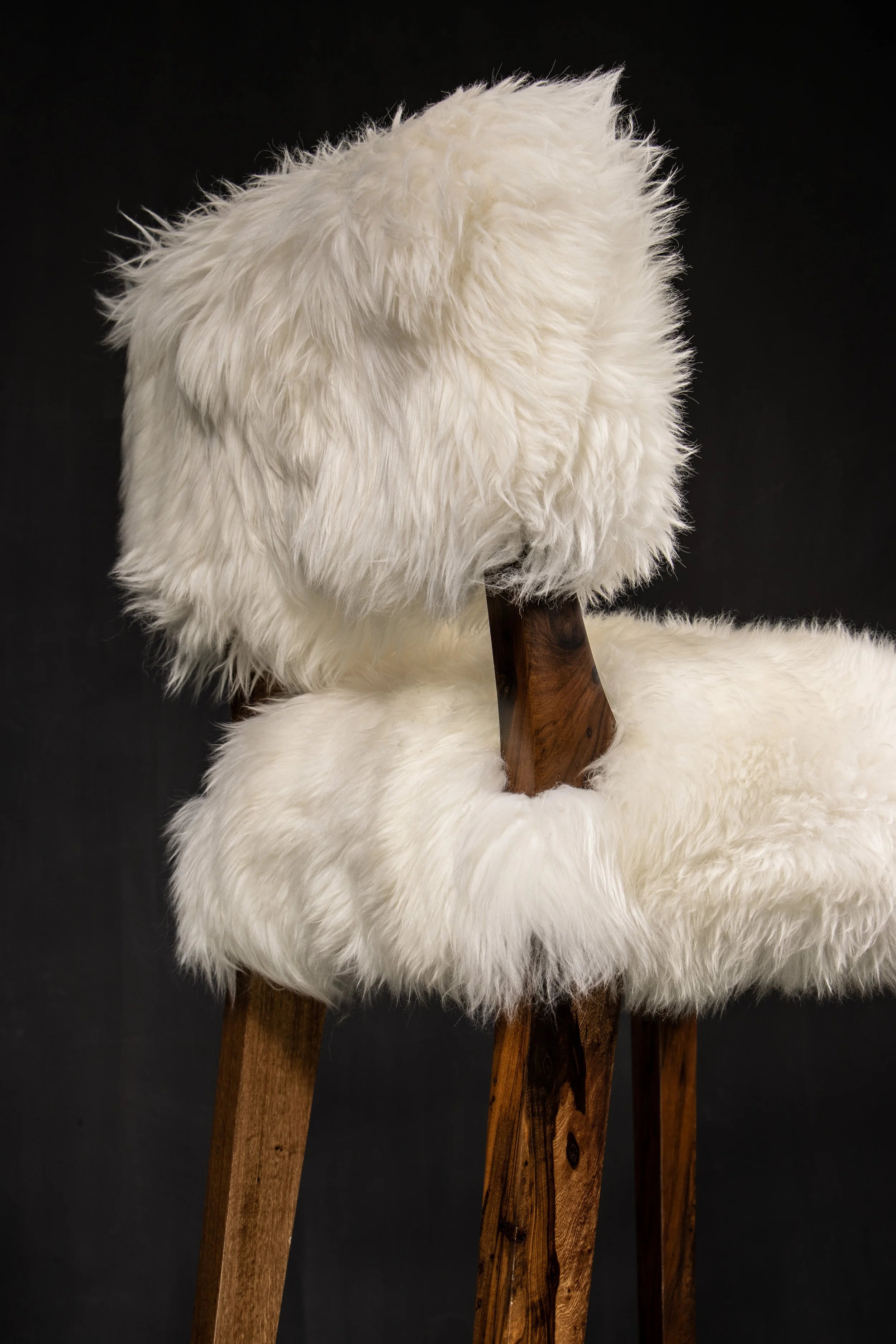 Bruno Ovino Stool in White Sheepskin