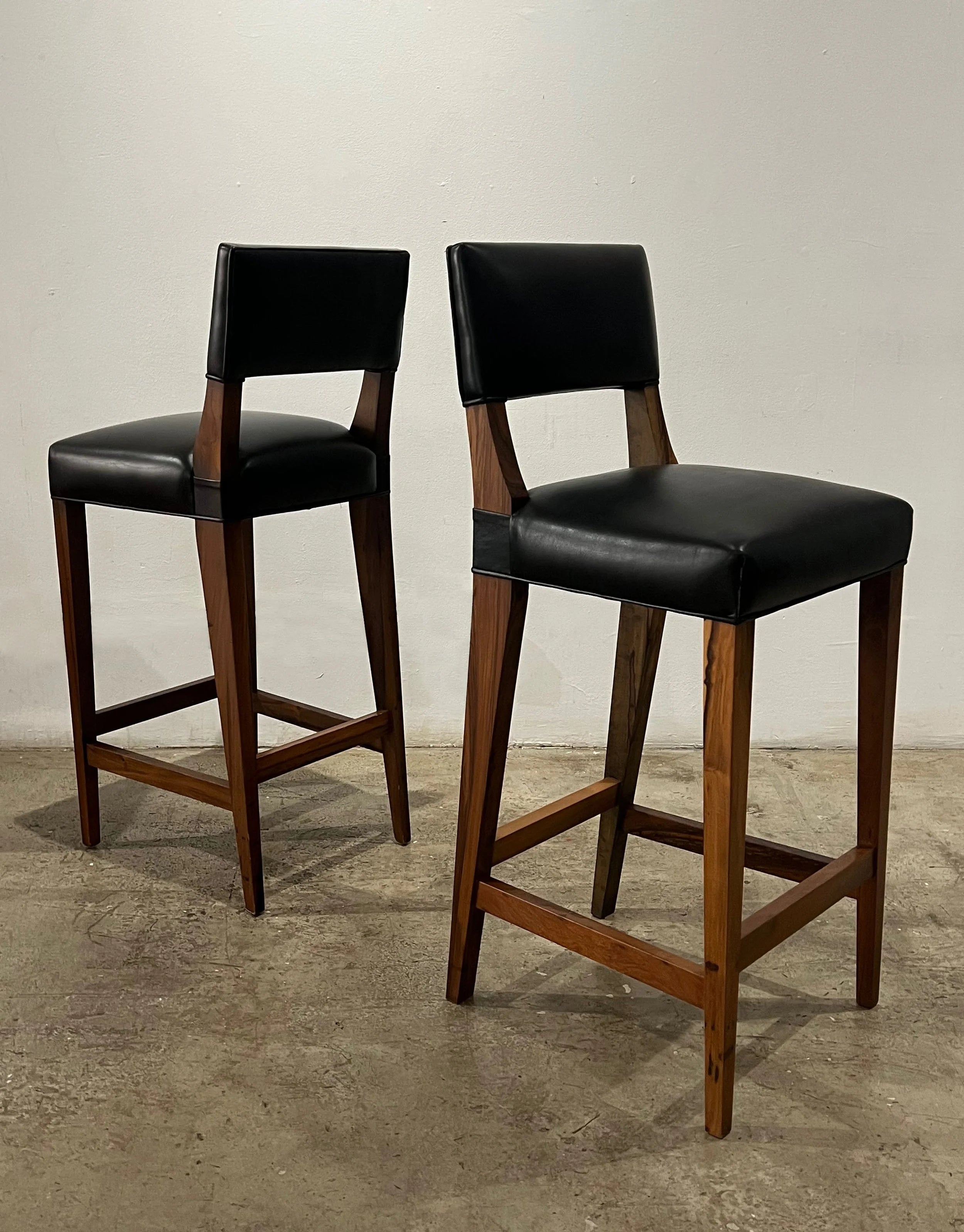 Set of 2 Bruno Stools in Black Leather