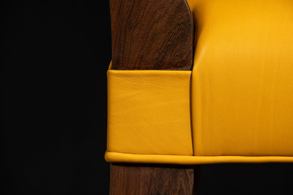 Bruno Stool in Yellow Leather