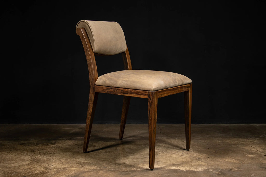 Gianni Chair in Gray-Chocolate Leather