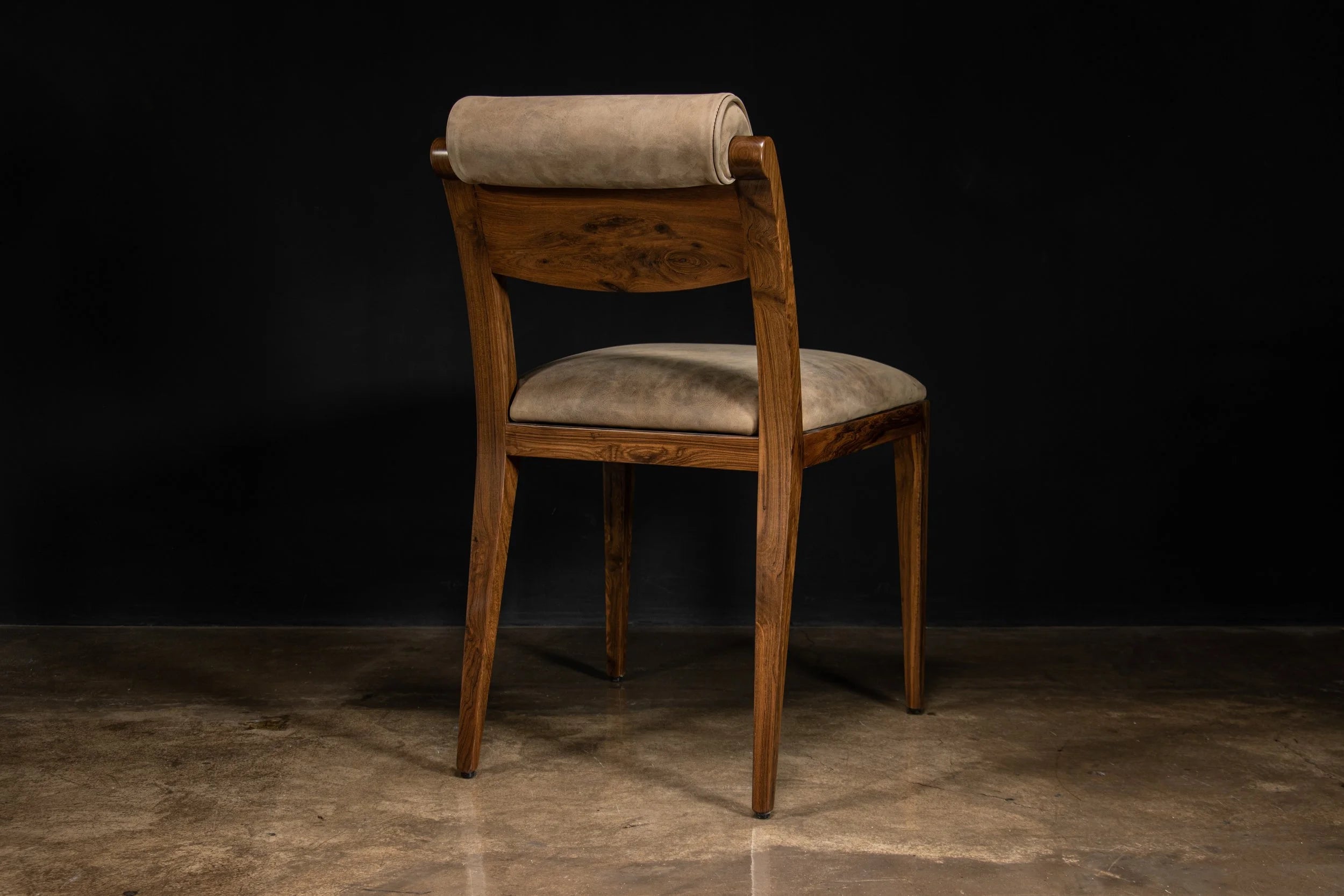 Gianni Chair in Gray-Chocolate Leather