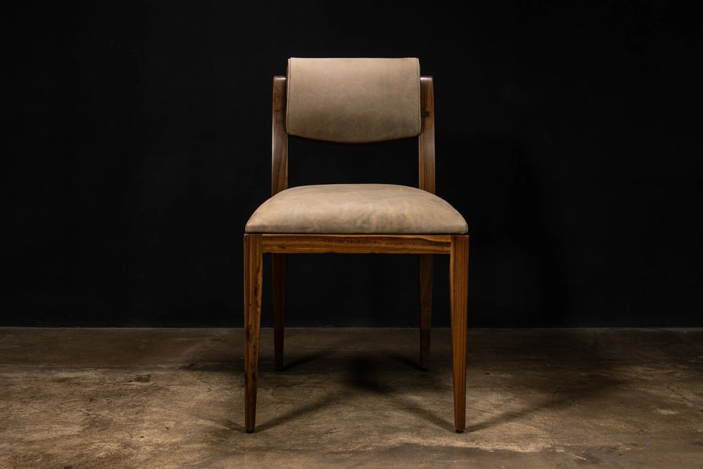 Gianni Chair in Gray-Chocolate Leather