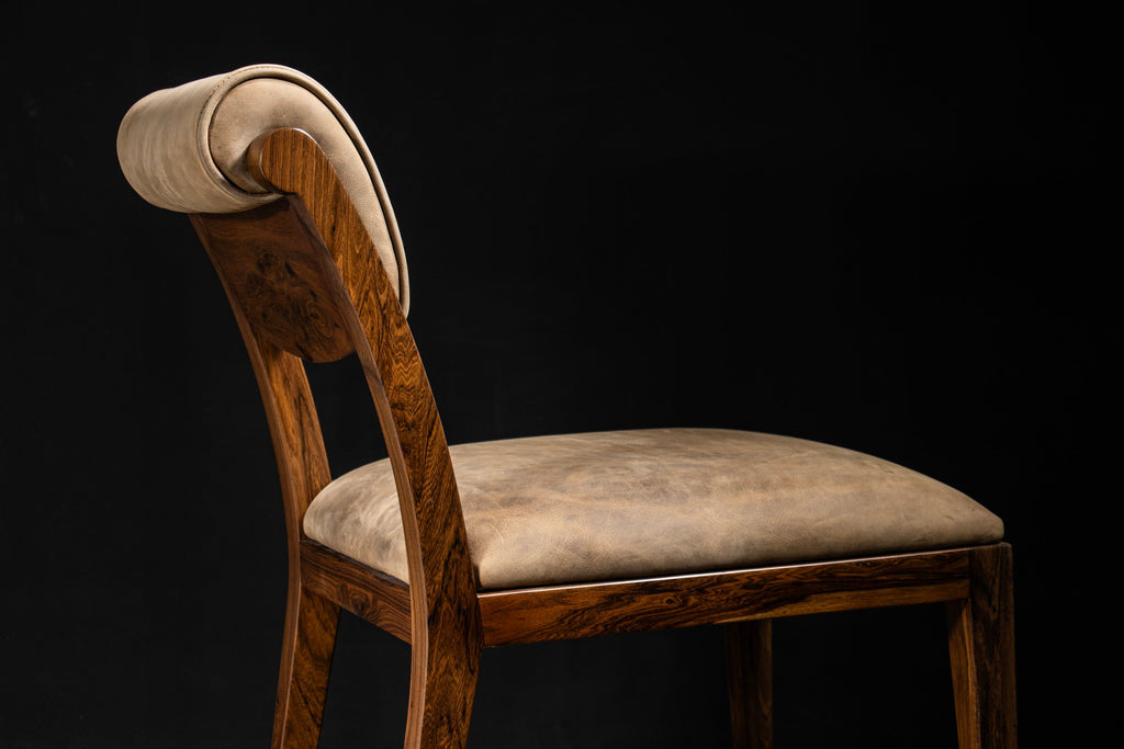 Gianni Chair in Gray-Chocolate Leather