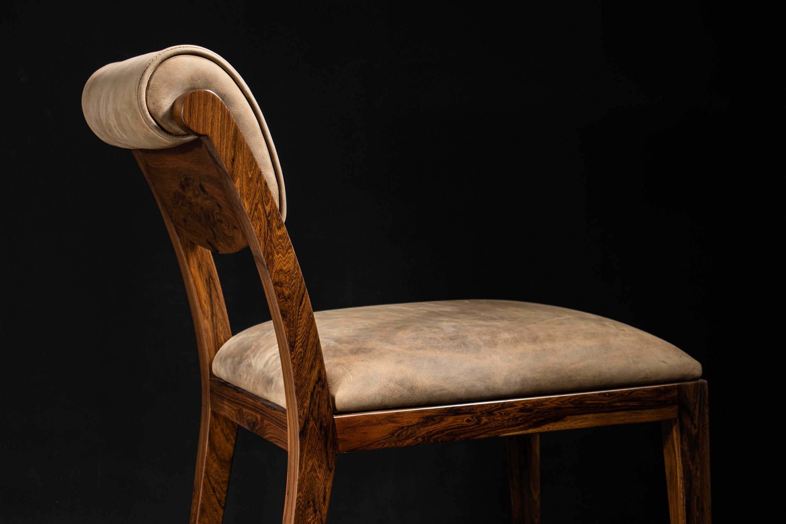 Gianni Chair in Gray-Chocolate Leather