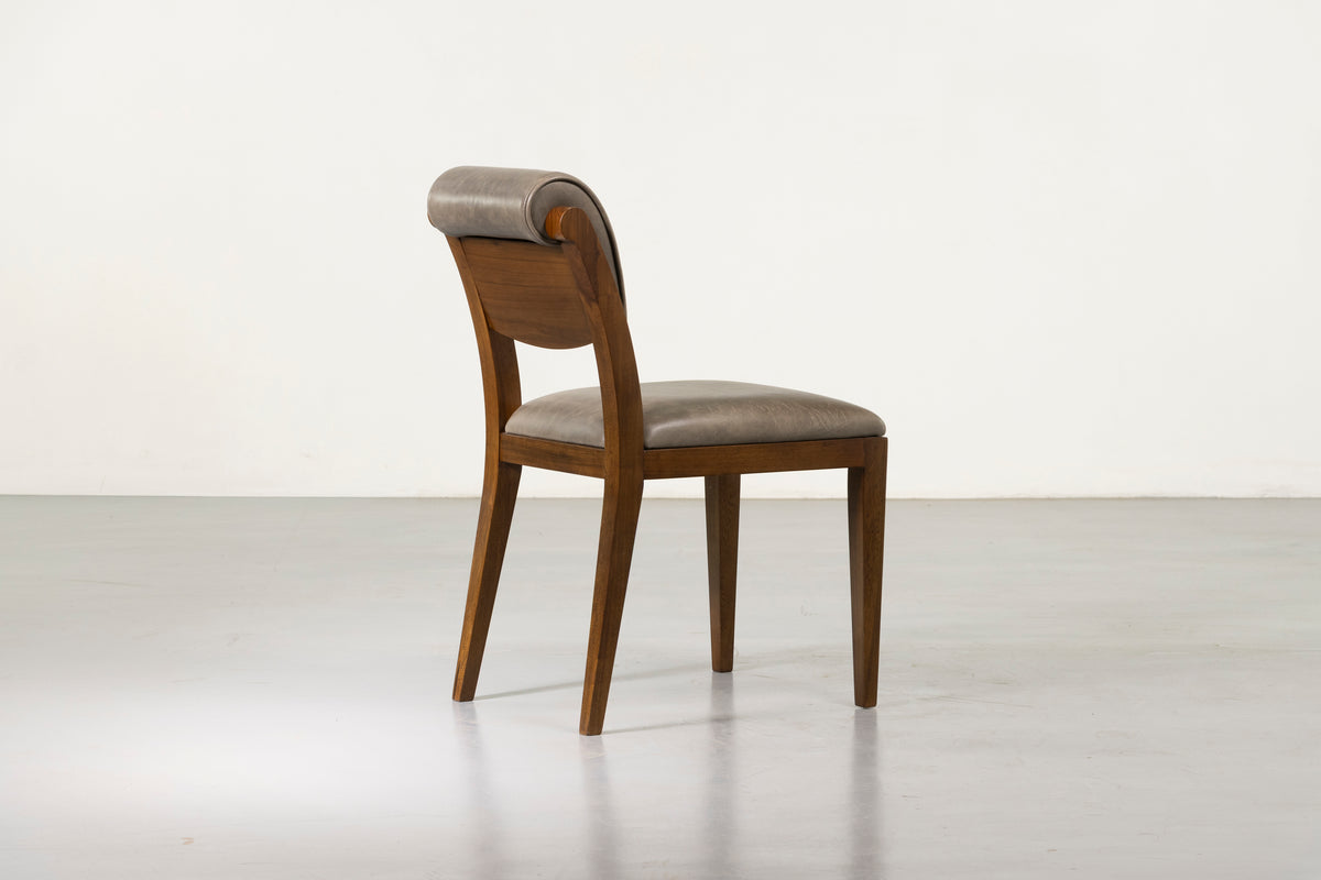 Gianni Dining Chair in Gray Leather