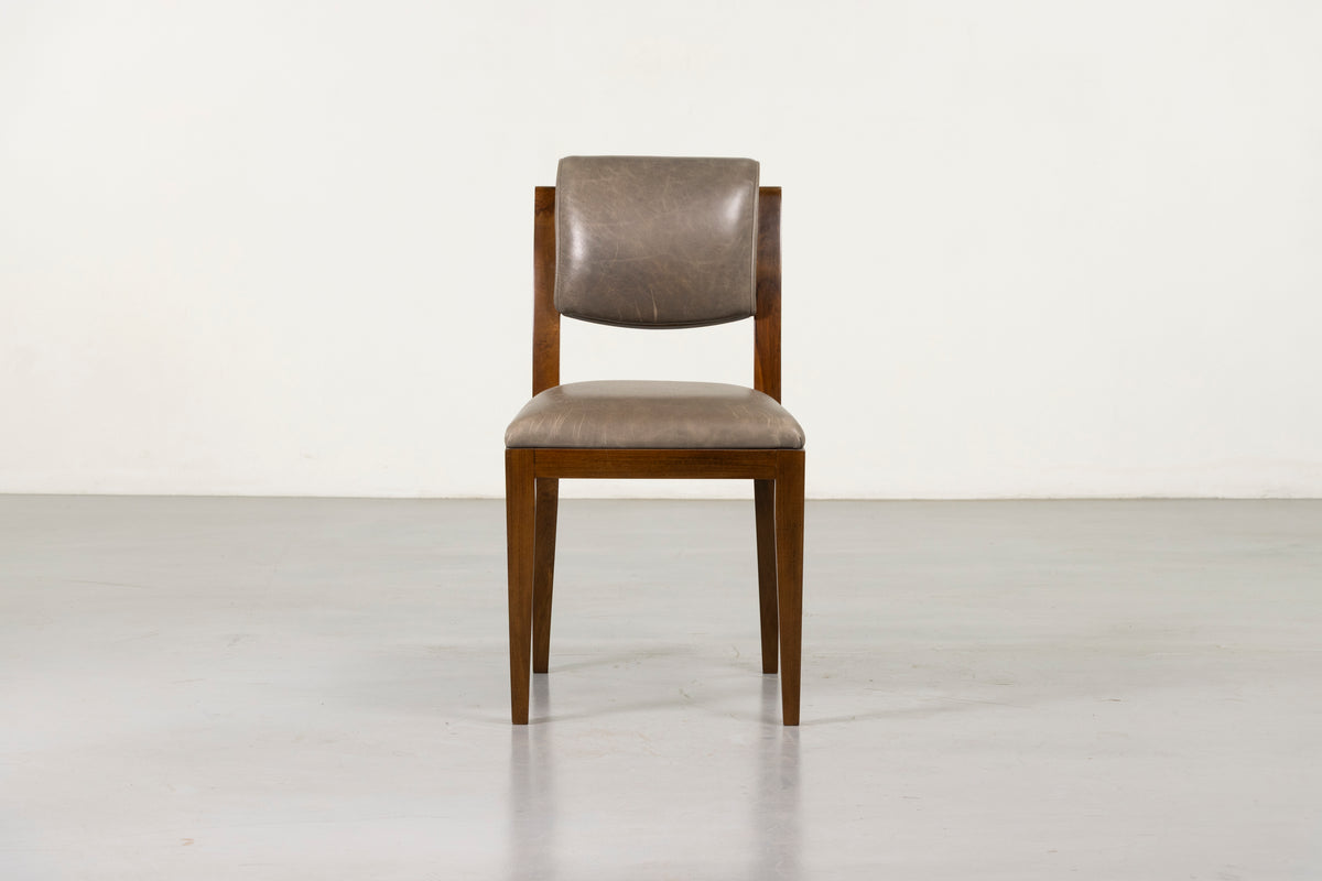 Gianni Dining Chair in Gray Leather