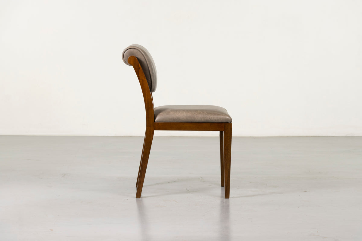 Gianni Dining Chair in Gray Leather