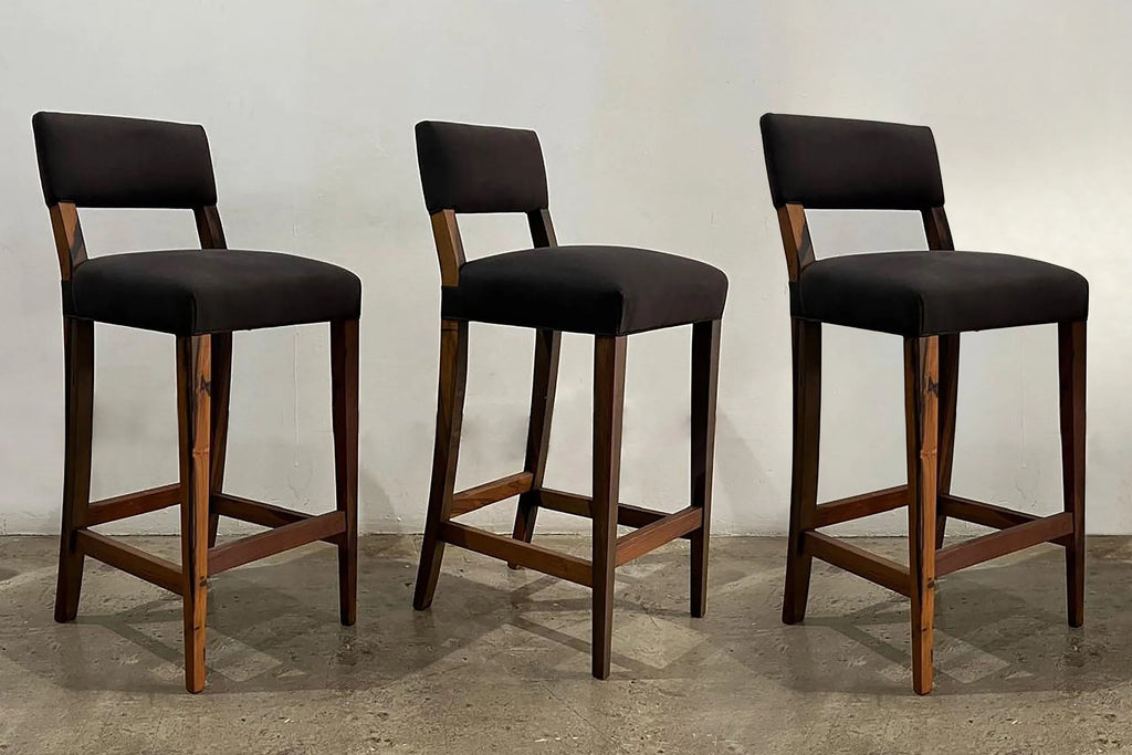 Set of 3 Neto Stools in Black Fabric