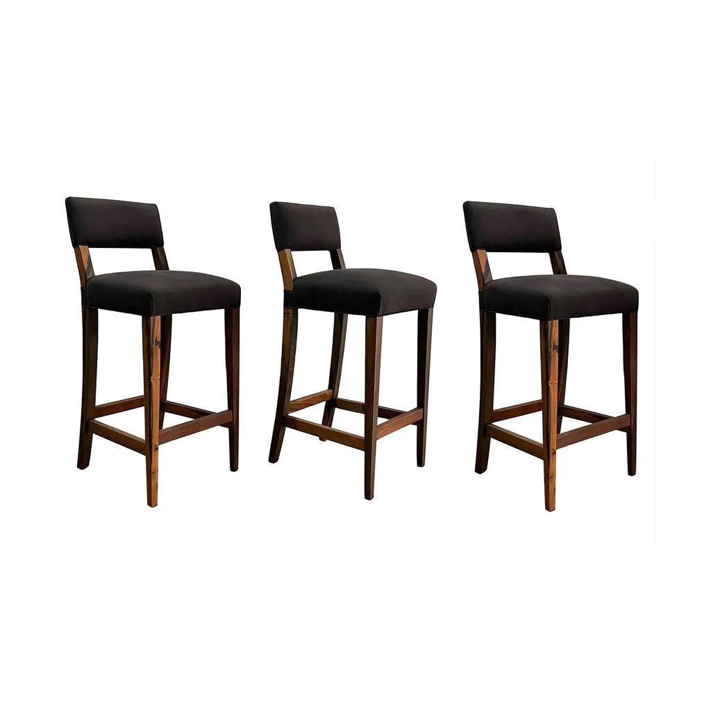 Set of 3 Neto Stools in Black Fabric