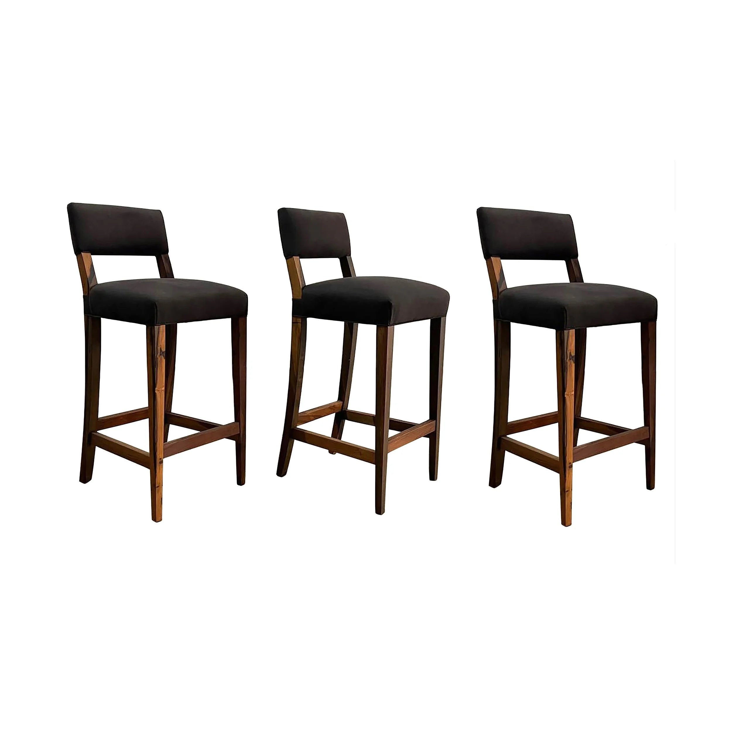 Set of 3 Neto Stools in Black Fabric