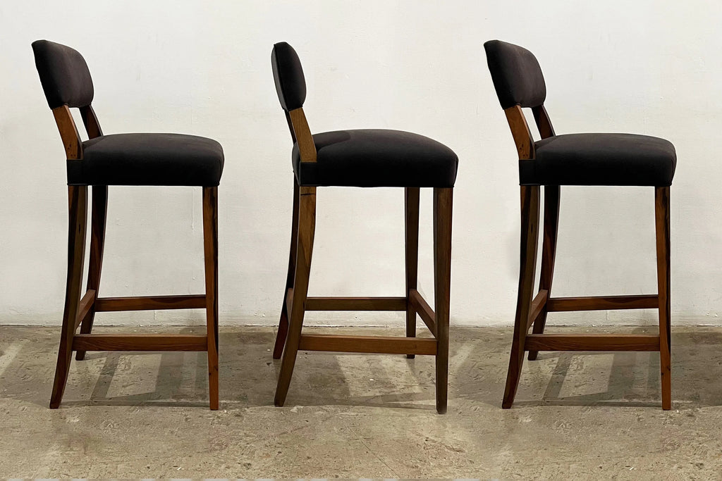 Set of 3 Neto Stools in Black Fabric