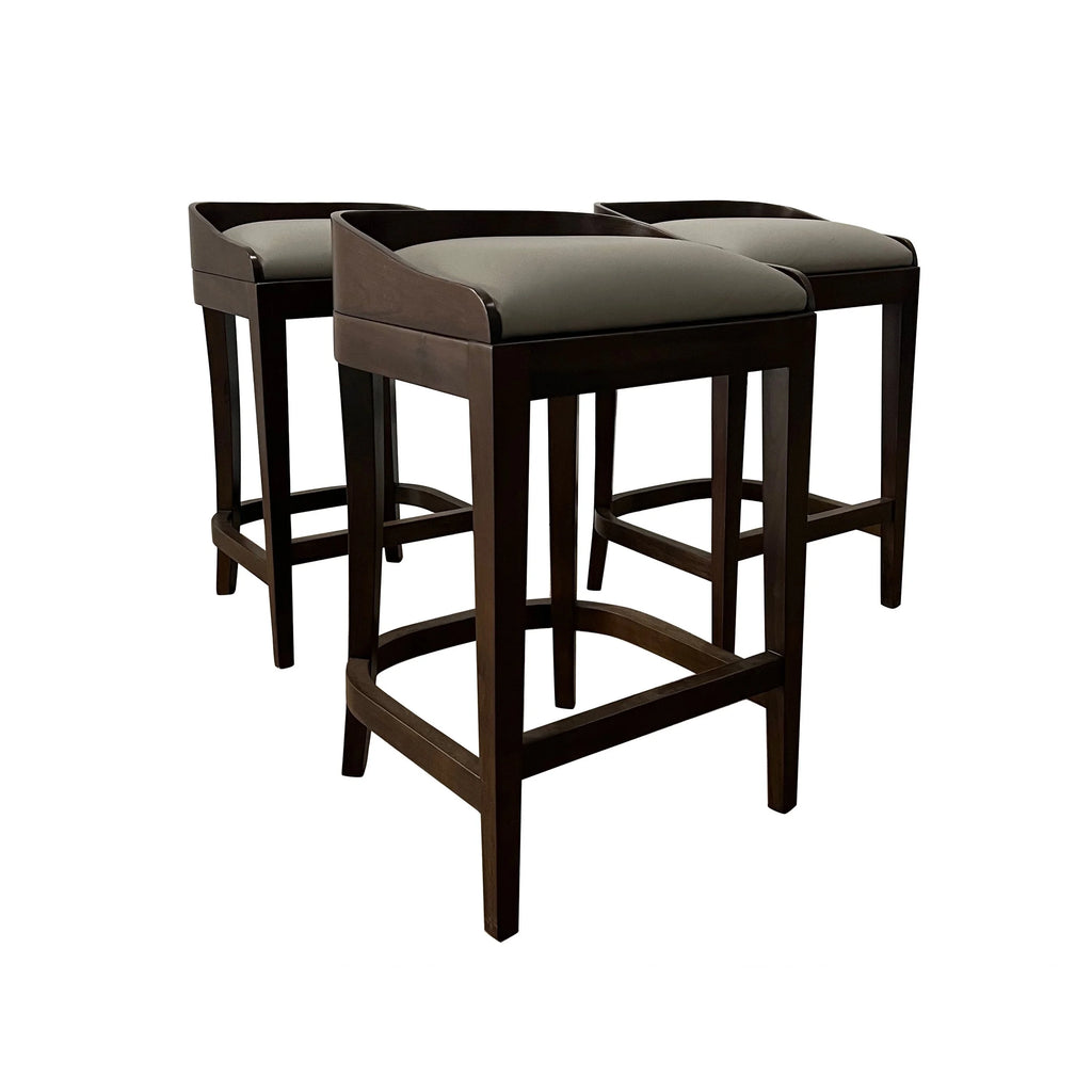 Set of 3 Pia Stools in Gray Leather