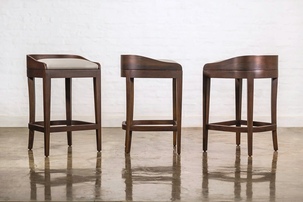 Set of 3 Pia Stools in Gray Leather